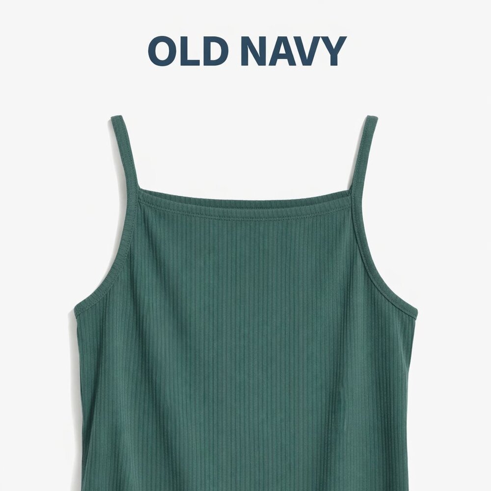 Old Navy Ribbed Tank Top XL Green Stretch Cami Sleeveless Basic Casual - Picture 1 of 6